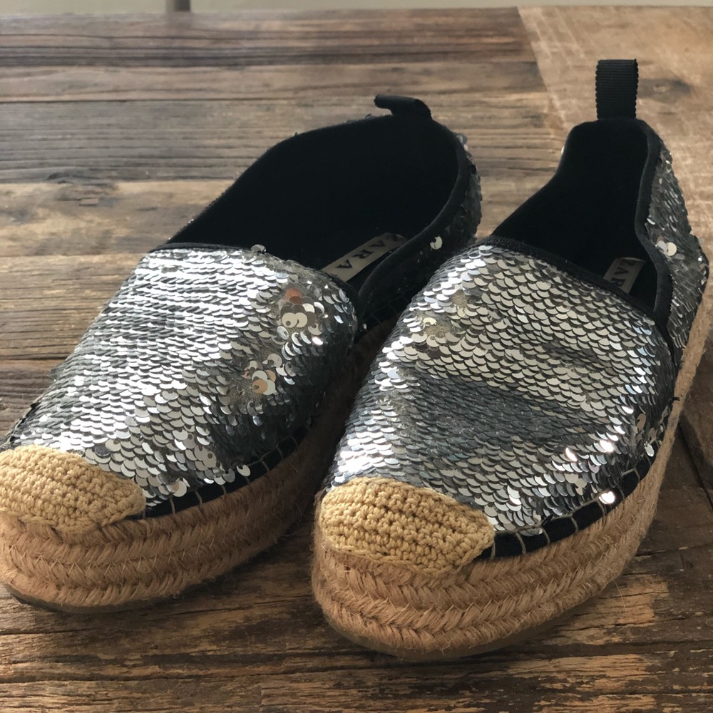 Zara sequin espadrilles almost new